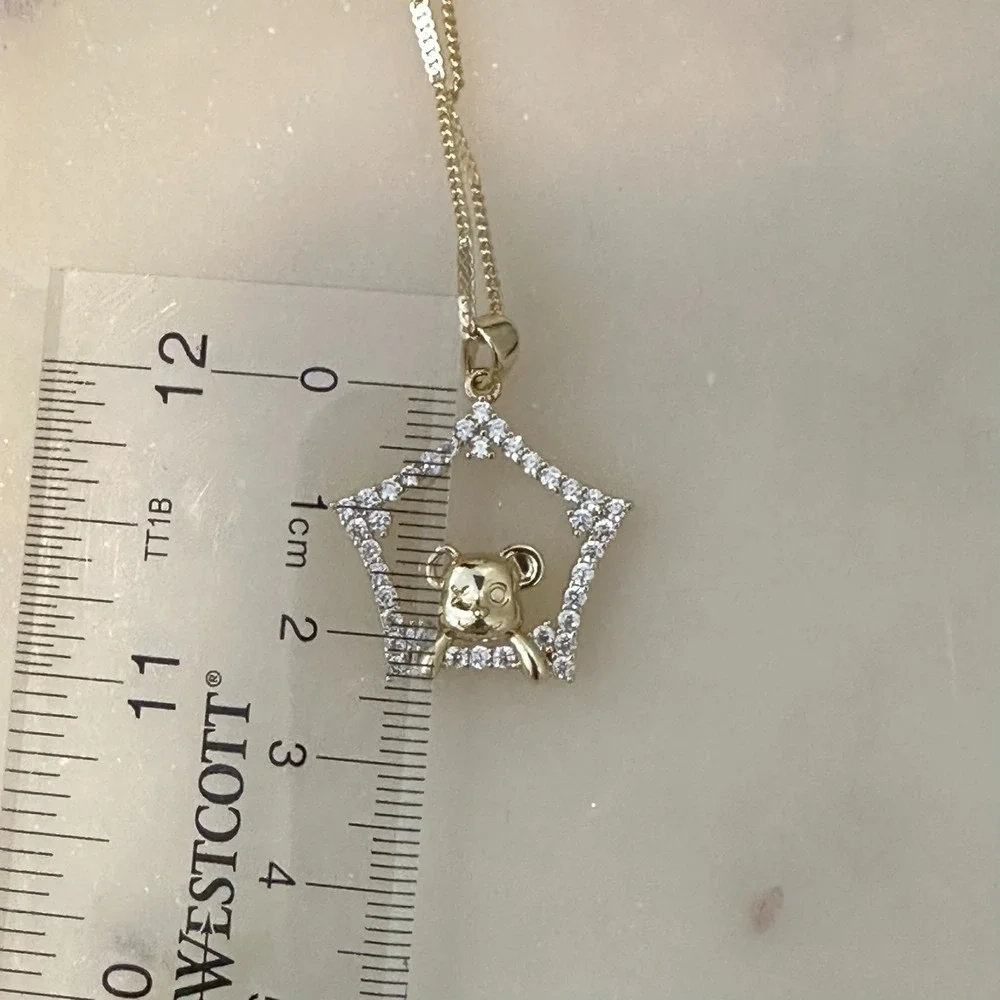 14k Gold Plated Chain Necklace Teddy Bear 19